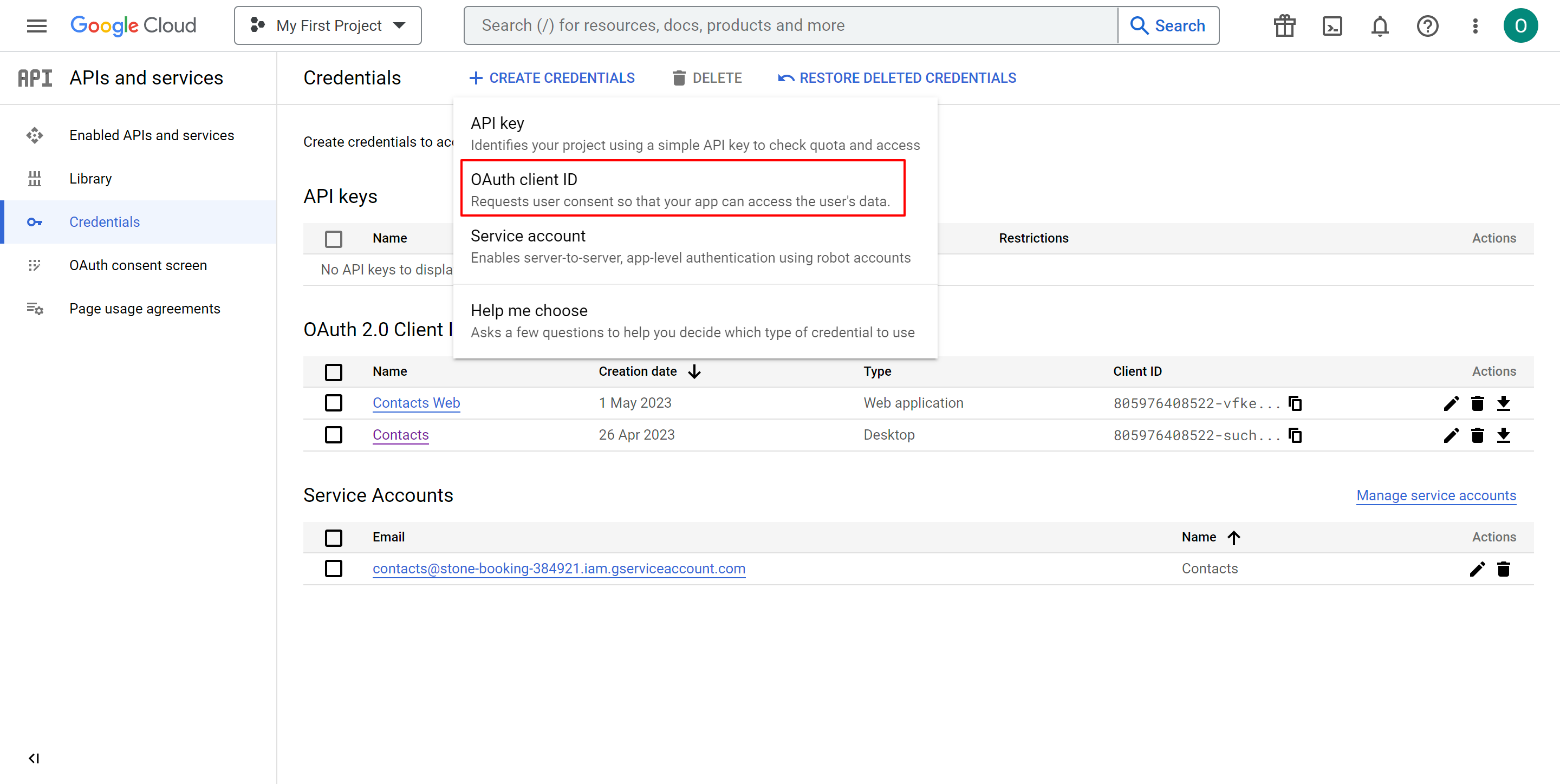 OAuth Credentials