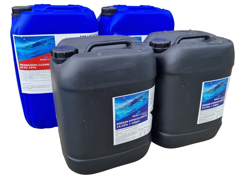 Auto Dosing Chemical Kit ( 2 Chlorine with Additives, 2 Acid - About 3 Months Supply)