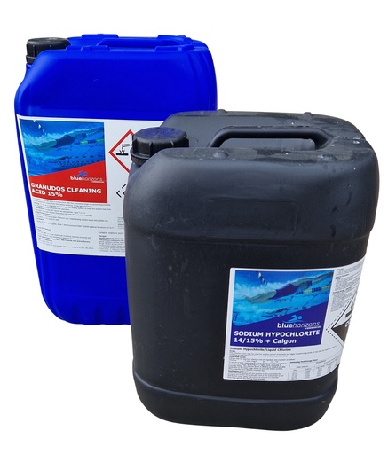 [KIT-ADC7] Auto Dosing Chemical Kit (1 Chlorine with Additives, 1 Acid - About 1 Months Supply)