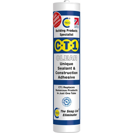 [5060209632155] C-Tec CT1CLEAR CT1 Sealant Adhesive Clear 290ml-Clear